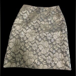 Vintage 80s Glam Albert Nipon Skirt Size 10 Gold & Gray Metallic  SKU 15